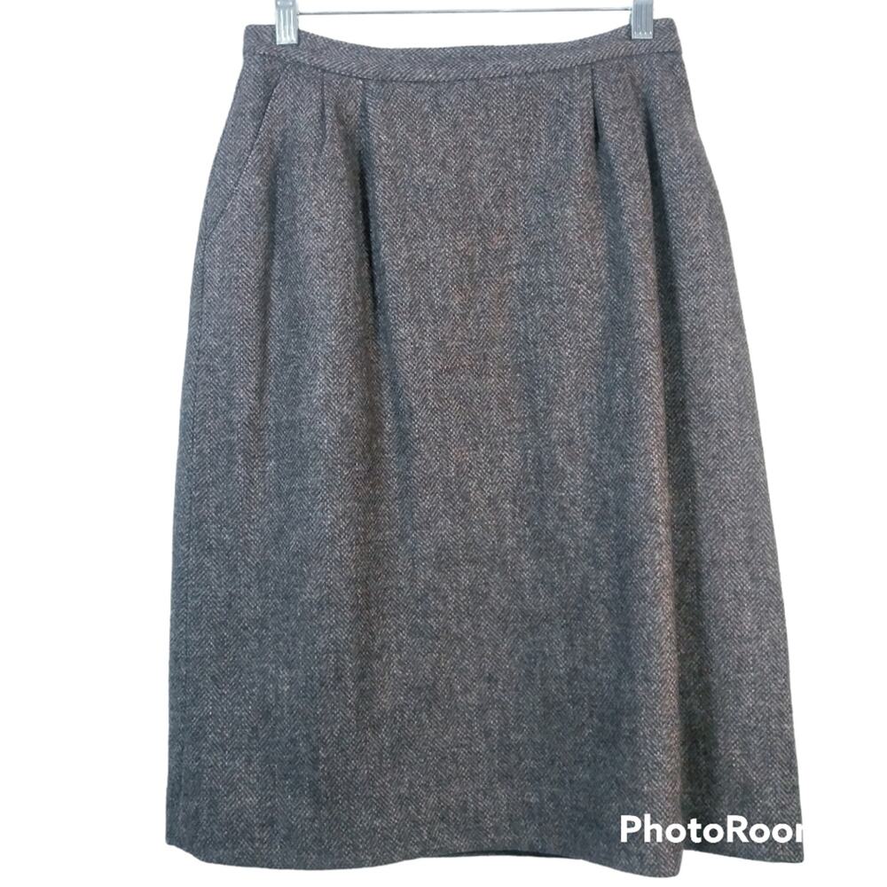 Vintage Alexander's Brown Marled Wool Wrap Skirt Size 12